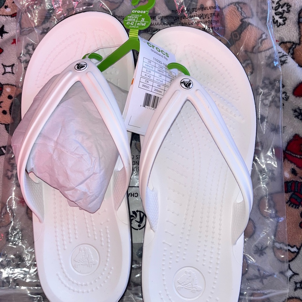 CROCS White Flip Flops